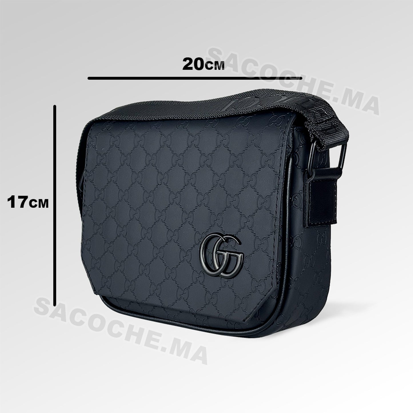 GG Sac bandoulière Monogram Noir – 20x17CM