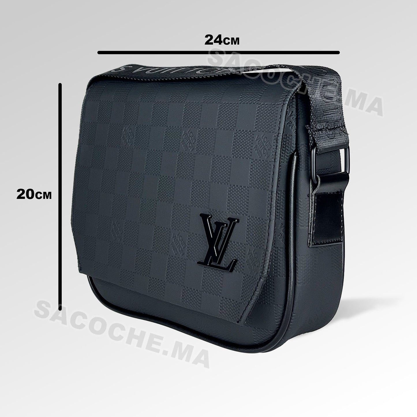 L.V Sac bandoulière Damier Noir – 24x20CM